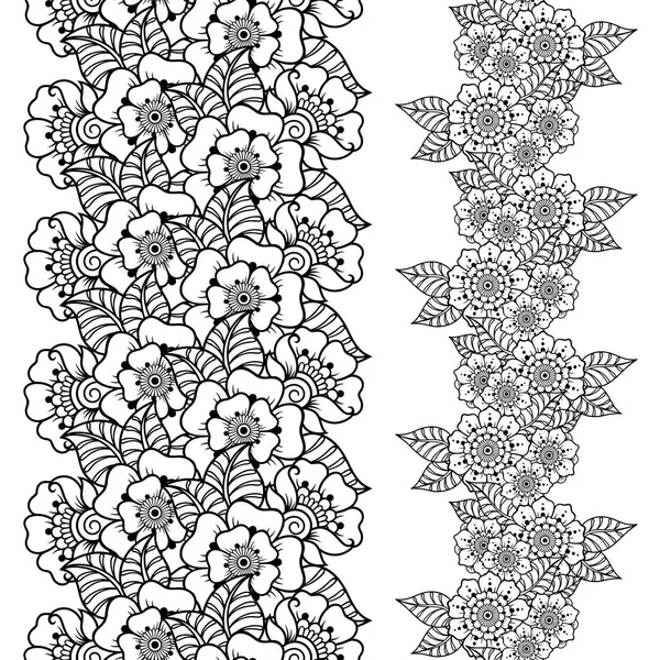 Nahtlose Blumeneinfassungen Für Design Applikation Von Henna Mehndi Und Tätowierung — Stockvektor