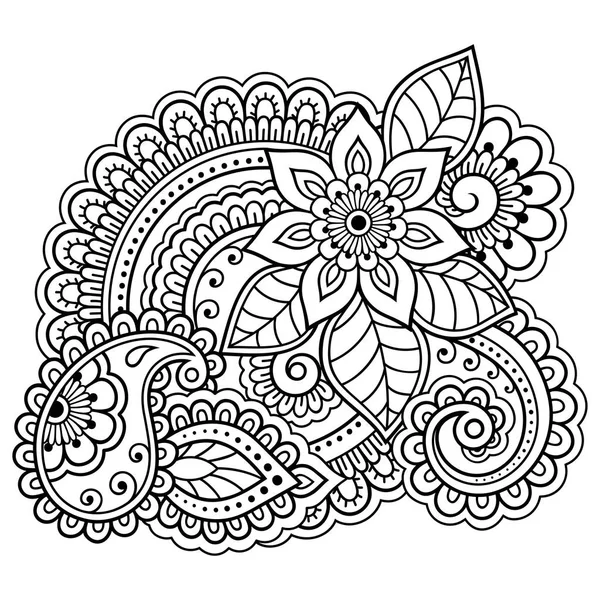 Padrão Flor Mehndi Para Desenho Tatuagem Henna Decoração Estilo Étnico — Vetor de Stock