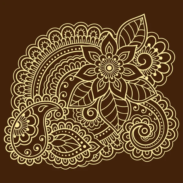 Modèle Fleur Mehndi Pour Dessin Henné Tatouage Décoration Orientale Ethnique — Image vectorielle