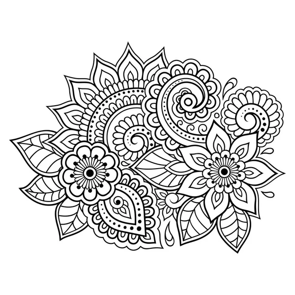 Padrão Flor Mehndi Para Desenho Tatuagem Henna Decoração Estilo Étnico — Vetor de Stock