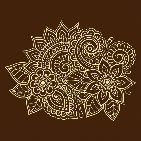 Mehndi Μοτίβο Λουλουδιών Για Henna Σχεδίασης Και Τατουάζ Διακόσμηση Έθνικ — Διανυσματικό Αρχείο