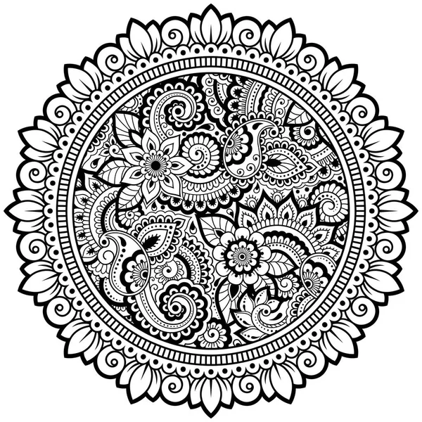 Kruhové Pole Formě Mandaly Kytičkou Pro Henna Mehndi Tetování Zdobení — Stockový vektor