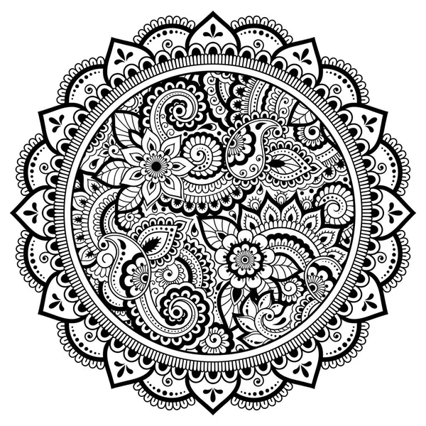 Padrão Circular Forma Mandala Com Flor Para Henna Mehndi Tatuagem —  Vetores de Stock