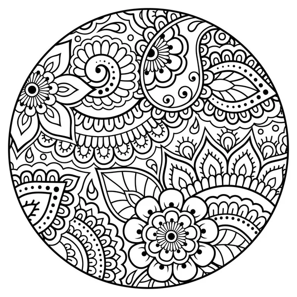 Décrivez Motif Floral Rond Pour Page Livre Colorier Antistress Pour — Image vectorielle