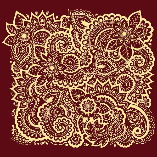 Stylisé Pour Motif Couleur Fleur Mehndi Décoration Style Ethnique Oriental — Image vectorielle