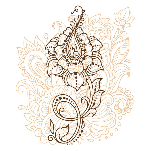 Mehndi Blommönster För Henna Teckning Och Tatuering Dekoration Etniska Orientaliska — Stock vektor