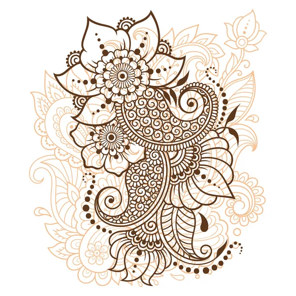 Mehndi Flower Pattern Henna Drawing Tattoo Decoration Ethnic Oriental Indian — Stock Vector