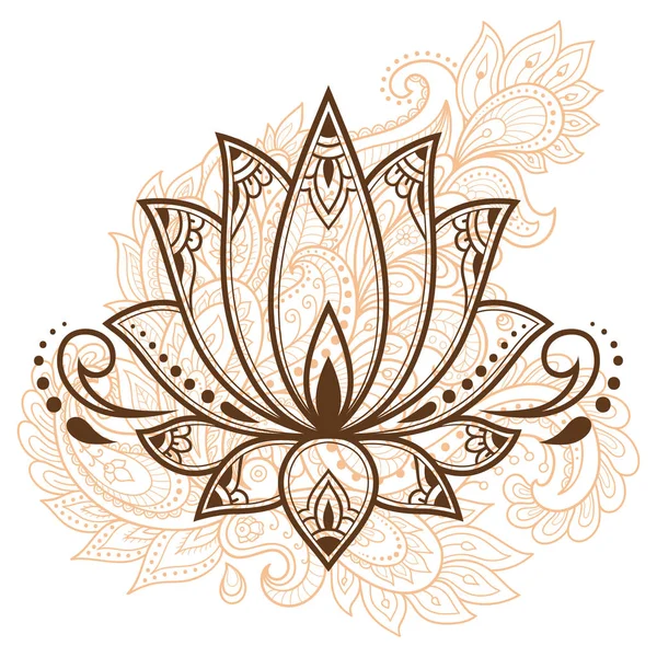 Mehndi Lotus Bloem Patroon Voor Henna Tekening Tatoeage Decoratie Etnische — Stockvector