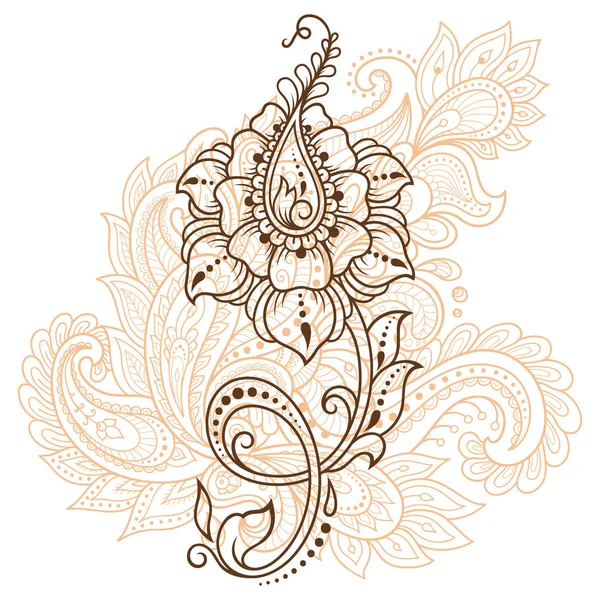 Mehndi Bloemenpatroon Voor Henna Tekening Tatoeage Decoratie Etnische Oosterse Indiase — Stockvector