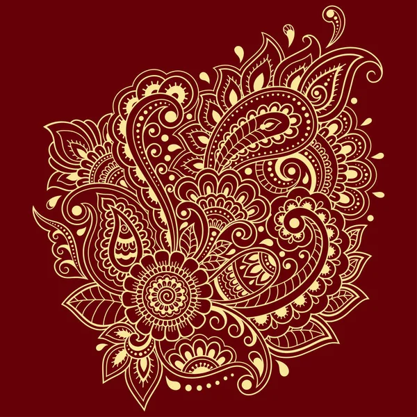 Stylized Mehndi Flower Colored Pattern Decoration Ethnic Oriental Indian Style — Stock Vector