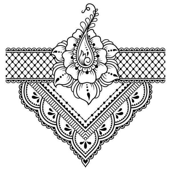 ヘナ図面とタトゥーの一時的な刺青の花パターン エスニック オリエンタル インド スタイルで装飾 — ストックベクタ
