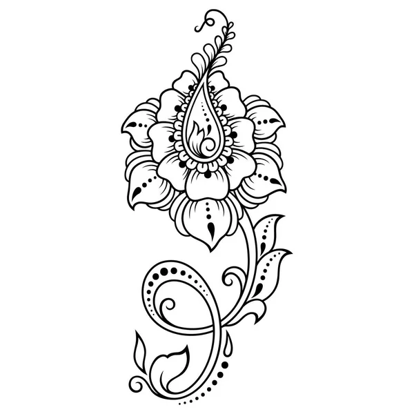 ヘナ図面とタトゥーの一時的な刺青の花パターン エスニック オリエンタル インド スタイルで装飾 — ストックベクタ