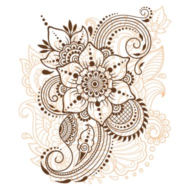 Mehndi kına çizim ve dövme için çiçek deseni. Etnik oryantal, Hint tarzında.