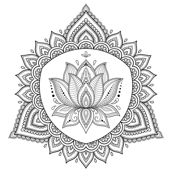 Kreisförmiges Muster Form Von Mandala Mit Lotusblume Für Henna Mehndi — Stockvektor