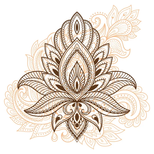 Patrón Flor Loto Mehndi Para Dibujo Tatuaje Henna Decoración Estilo — Vector de stock