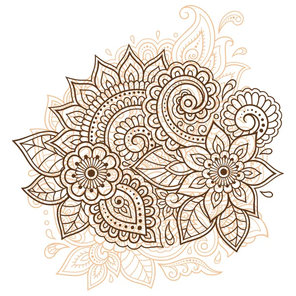 Padrão Flor Mehndi Para Desenho Tatuagem Henna Decoração Estilo Étnico — Vetor de Stock