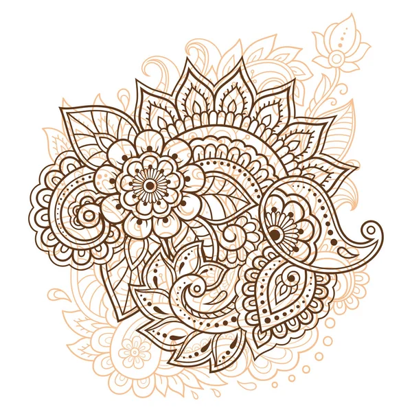 Mehndi Květinový Vzor Pro Kreslení Hennou Tetování Dekorace Etnickém Stylu — Stockový vektor