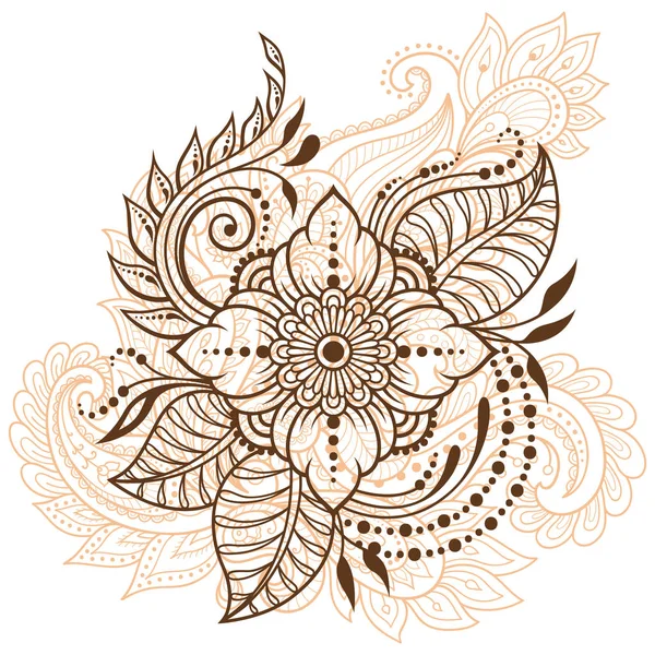Padrão Flor Mehndi Para Desenho Tatuagem Henna Decoração Estilo Étnico — Vetor de Stock