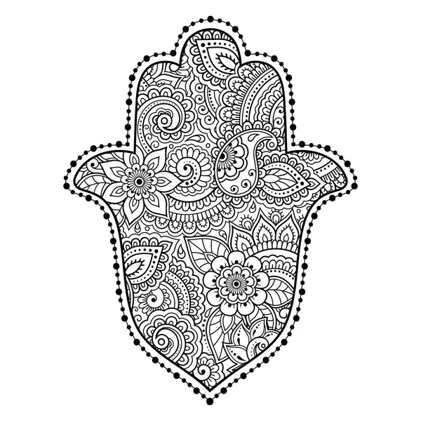 Hamsa Ręcznie Rysowane Symbol Kwiatem Ozdobny Wzór Stylu Orientalnym Dekoracji — Wektor stockowy