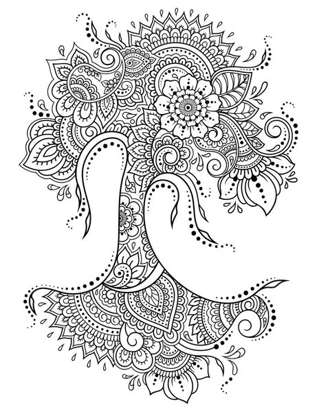 Mehndi Virágmintás Henna Rajz Tetoválás Formájában Etnikai Keleti Indiai Stílusú — Stock Vector