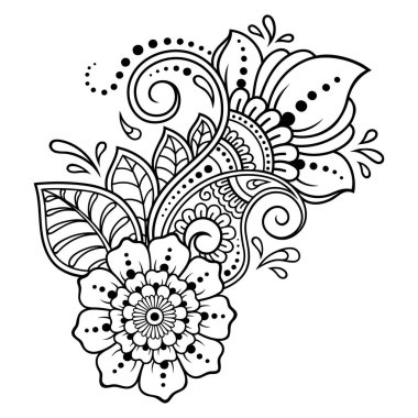 Mehndi kına çizim ve dövme için çiçek deseni. Etnik oryantal, Hint tarzında.