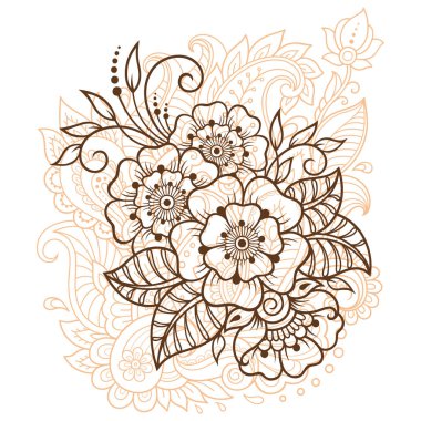 Mehndi kına çizim ve dövme için çiçek deseni. Etnik oryantal, Hint tarzında.
