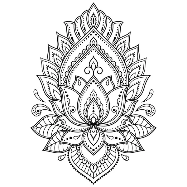 Mehndi Lotus Bloem Patroon Voor Henna Tekening Tatoeage Decoratie Etnische — Stockvector