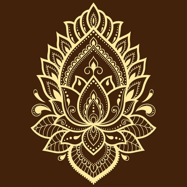 Padrão Flor Lótus Mehndi Para Desenho Tatuagem Henna Decoração Estilo —  Vetores de Stock