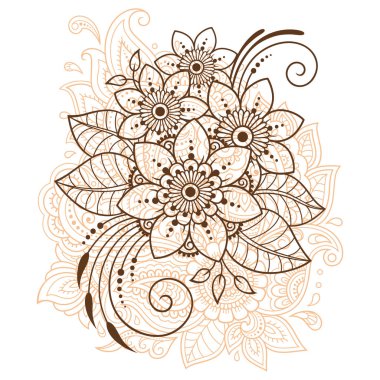 Mehndi kına çizim ve dövme için çiçek deseni. Etnik oryantal, Hint tarzında.