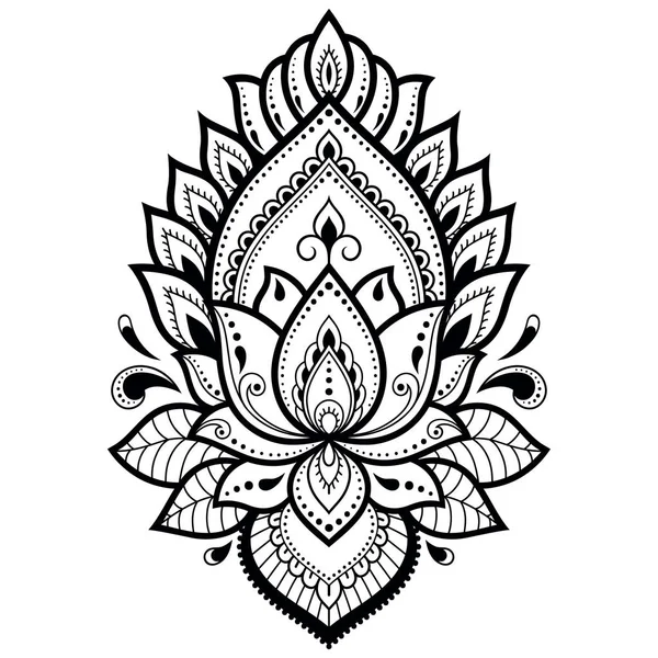 Patrón Flor Loto Mehndi Para Dibujo Tatuaje Henna Decoración Estilo — Vector de stock