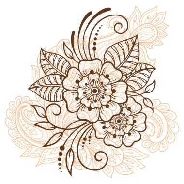 Mehndi kına çizim ve dövme için çiçek deseni. Etnik oryantal, Hint tarzında.
