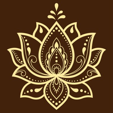 Kına çizimi ve dövme için Mehndi lotus çiçeği deseni. Etnik doğu tarzı dekorasyon, Hint tarzı..