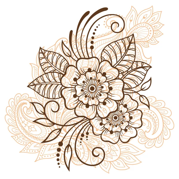 Mehndi Flower Pattern Henna Drawing Tattoo Decoration Ethnic Oriental Indian — Stock Vector