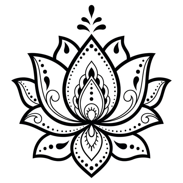 Patrón Flor Loto Mehndi Para Dibujo Tatuaje Henna Decoración Estilo — Vector de stock