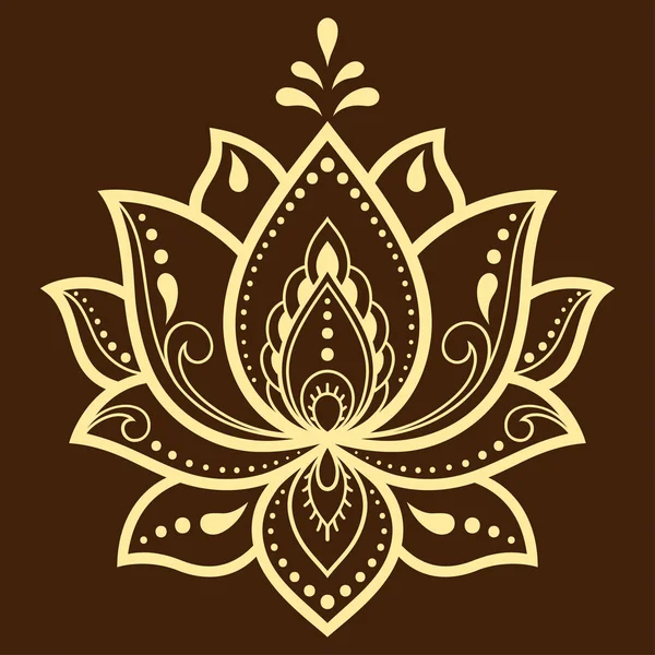 Padrão Flor Lótus Mehndi Para Desenho Tatuagem Henna Decoração Estilo — Vetor de Stock