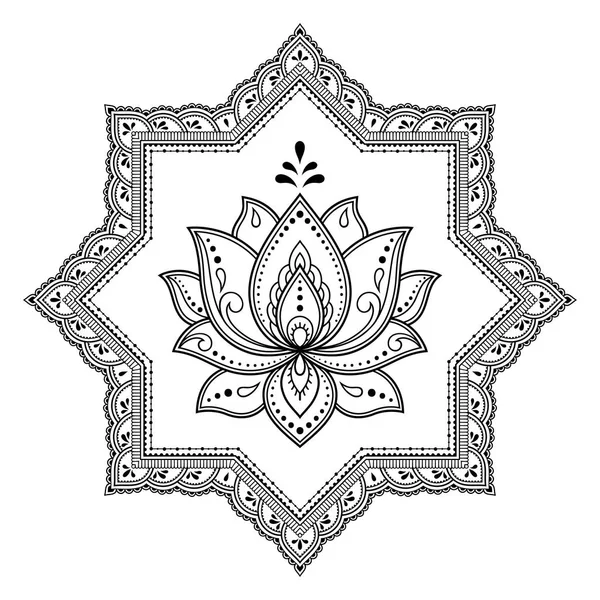 Circulaire Patroon Vorm Van Een Mandala Met Bloem Voor Henna — Stockvector