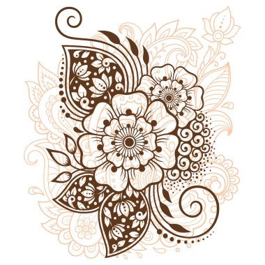 Mehndi kına çizim ve dövme için çiçek deseni. Etnik oryantal, Hint tarzında.