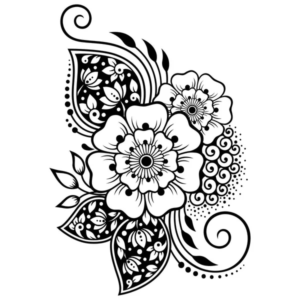 Mehndi Henna Rajz Tetoválás Virágmintás Etnikai Keleti Indiai Stílusú Dekoráció — Stock Vector