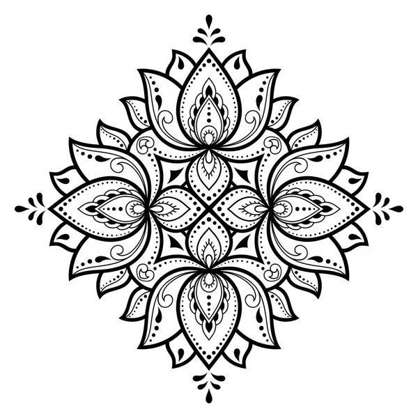 Modello Circolare Forma Mandala Con Fiore Henna Mehndi Tatuaggio Decorazione — Vettoriale Stock
