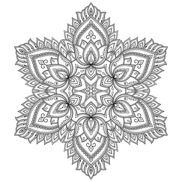 Patrón Circular Forma Mandala Con Flor Para Henna Mehndi Tatuaje — Archivo Imágenes Vectoriales