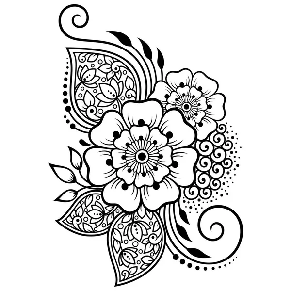 Mehndi Flower Pattern Henna Drawing Tattoo Decoration Ethnic Oriental Indian — Stock Vector