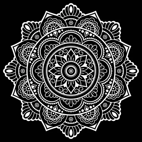 Modello Circolare Forma Mandala Con Fiore Henna Mehndi Tatuaggio Decorazione — Vettoriale Stock