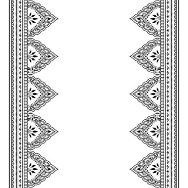 Kına çizim ve dövme için sorunsuz kenarlık kümesi. Oryantal, Hint tarzında.