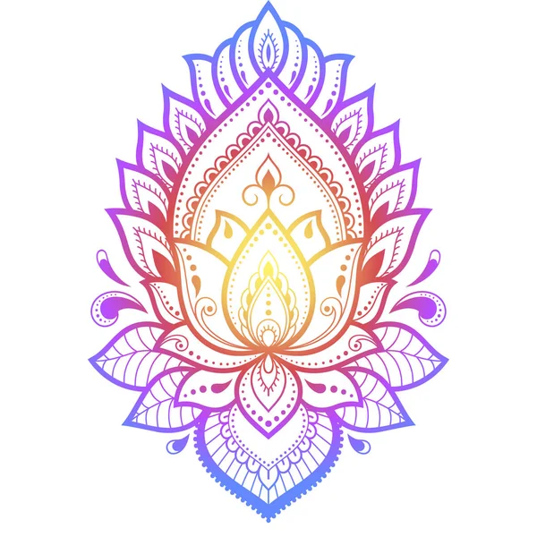 Motif Floral Coloré Pour Dessin Mehndi Henna Dessinez Main Symbole — Image vectorielle