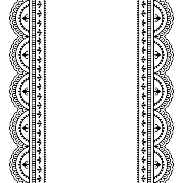 Set Seamless Border Henna Drawing Tattoo Decoration Oriental Indian Style — Stock Vector