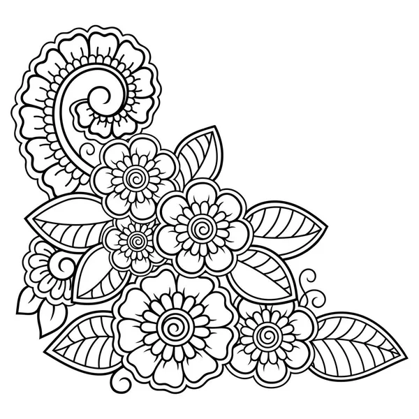 Цветочный Узор Мехнди Рисунка Татуировки Хенны Декорации Этническом Восточном Индийском — стоковый вектор
