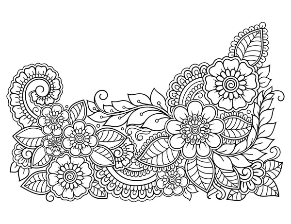 Mehndi Μοτίβο Λουλουδιών Για Henna Σχεδίασης Και Τατουάζ Διακόσμηση Έθνικ — Διανυσματικό Αρχείο