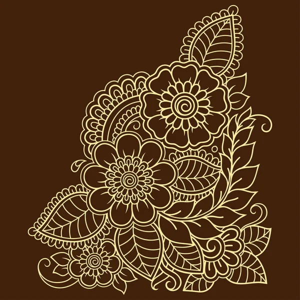 Modello Fiore Mehndi Disegno Tatuaggio Henna Decorazione Stile Etnico Orientale — Vettoriale Stock