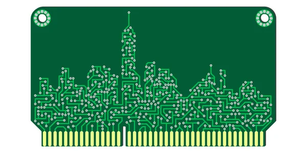 New York Profilo Della Città Skyline Fatta Forma Circuito Elettronico — Vettoriale Stock