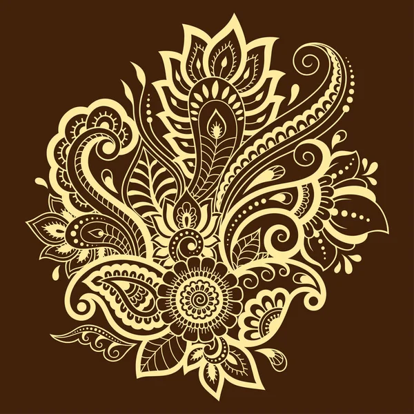 Modello Fiore Decorativo Mehndi Disegno Tatuaggio Henna Decorazione Stile Etnico — Vettoriale Stock